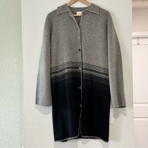 Gray and Black Women's 100% Wool Sweater Coat